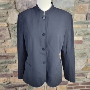 Lafayette 148 Collarless black button up blazer size 10